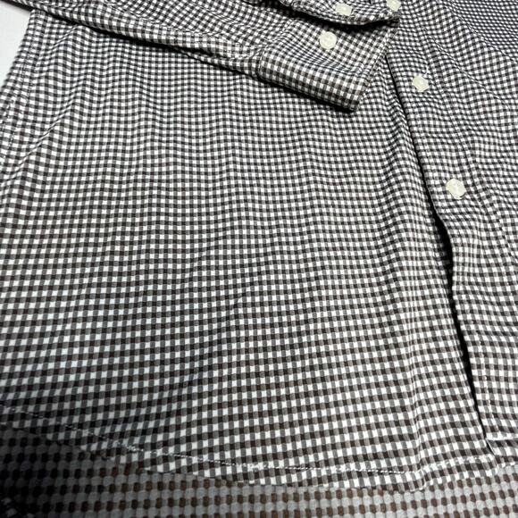 Rhone Brown Gingham Casual Button Down stretch commuter Shirt Slim Fit size M - Picture 5 of 11